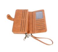 Cryfokt Large Capacity Wallet with Strap, Trendy Design (Brown) | PU leather material, three fold design, suitable for cards, mobile phones, daily use