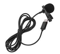 Cryfokt Lavalier Lapel Microphone Clamp/Holder on Wired Microphone for Type-C Interface Device for Interview Video Recording Black for Game Anchor
