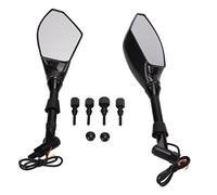 Cryfokt LED Turn Signal Motorcycle Rearview Mirrors Replacement Fit for and Fit for Suzuki Adjustable Black 2 Pack