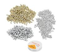 Cryfokt Letter Beads Russian Alphabet Beads Easy Threading Exercise Coordination 600Pcs for Jewelry Making Crafters Plastic White Gold Silver Color
