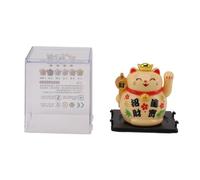 Cryfokt Lucky Cat Ornament Cute Fortune Cat Figurine with Solar Panel Sensing for Home Desk Decor 2 Inch Plastic (Yellow)