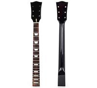 Cryfokt Maple Guitar Neck, L P Replacement Black Gloss Finish with White Abalone Inlay, 56 57mm Width, Two Way Adjustable, 4mm Wrench for Guitar Parts 22 Fret 628mm Scale Length (Black)