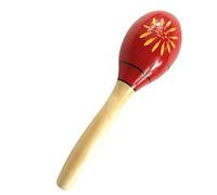 Cryfokt Maracas Musical Instruments Educational Handmade Wooden Rattles for Expressive Kids Parties Wood 1 X Maracas Musical Instrument (Long Red Carved Flowers)