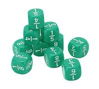 Cryfokt Math Fraction Dice Set with Engraved Numbers, 20Pcs Plastic 6 Sided Dice for Kids Learning, Perfect for Table Games and Math Practice (Green)