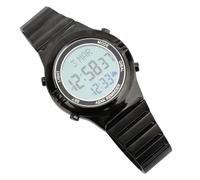 Cryfokt Men Multifunctional LED Digital Display Outdoor Sports Watch for Prayer Reminder City DataBookmark Functions for Men Women Teens, Zinc Alloy Stainless Steel (Black)