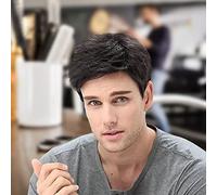 Cryfokt Men's Black Curly Synthetic Wig, Comfortable and Adjustable for Costume Parties and Dates, 22cm / 8.7in