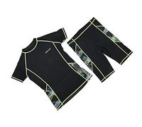 Cryfokt Men's Durable Half Sleeve Wetsuit Set for Diving and Surfing, Elastic Fluorescent Green Edge, for Swimming and Kayaking (XXL)