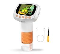 Cryfokt Microscope for Kids, 1000X Handheld Digital Pocket Microscope with 2.0 Inch IPS Screen and 8 LED Lights, Educational Science Kit Real Time Images to Computer Screen