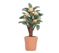 Cryfokt Miniature Bonsai Orange Tree for 1:12 Scale Dollhouse, Clay