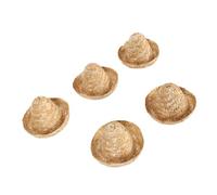Cryfokt Multi Purpose Mini Sombrero Straw Hats for DIY Crafts Toys Dolls, 5 Mini Mexican Hats 3.7in Diameter
