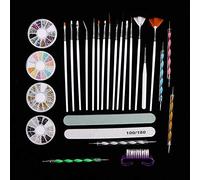 Cryfokt Nail Art Brush Set, Delicate and Flexible Nail Dotting Pen, Art Rhinestones with 4 Boxes Rhinestones Polishing Strips for Home Salon Use