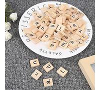 Cryfokt Natural Wood Tiles Crafts Set, Alphabet Puzzle Blocks for Educational Handicrafts, Develops Interest and Intellectual Realization, 100PCs (Wooden 2)
