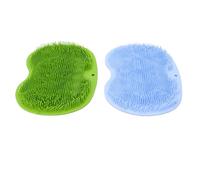 Cryfokt Non Slip Shower Foot Back Scrubber Mat 2 Pack TPR Gentle Exfoliating Bath Pad for Feet Body, Skin Care & Massage, Suction Cup Back Washer, 9.84x11.81in (Blue and Green)