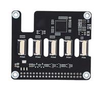 Cryfokt PCIe to 4 Channel PCIe FFC Adapter Board for 5, Gen2 Expansion Module with 4 FFC Connectors and Working Indicator Light, Supports Multiple HAT Stacking