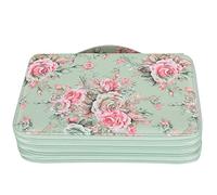 Cryfokt Pencil Case Large Capacity Rose Printed 4-Layer Zipper Storage Pen Holder for Art Students Cloth Material 200 Slots (Rose on Green Background)