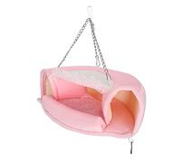 Cryfokt Pink Soft Fleece Small Pet Hanging Tunnel Bed Hammock for Hamsters Squirrels, Washable for Play Channel, Fleece Material, for Guinea Pigs, Squirrels, 11"x6.3"x3.7" (S)