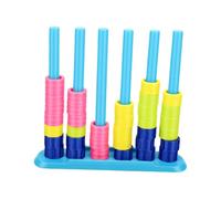 Cryfokt Plastic Color Stacking Game, 7 Rings Match Challenge Puzzle with 6 Pillar Stand and 50 Cards, Wooden Rings Color Matching Stacking Toys for Family Night Party Travel