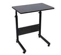 Cryfokt Portable Adjustable Laptop Table for Easy Use By Bedside, Featuring Locking Rollers and Height Adjustment From 71.5-85cm, Made of Sturdy Materials (Walnut Color)