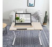 Cryfokt Portable Laptop Desk, Adjustable Height Computer Stand for Easy Reading, Foldable Bed Side Table for Work and Study (white maple color)