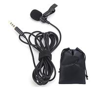 Cryfokt Portable Lavalier Microphone Mini Clamp/Holder On Lav Mic for Broadcasting with Storage Bag Black 3.5mm Plug