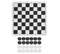 Cryfokt Portable Plastic Checkers Set with Rubber Chessboard,Lightweight Folding Checkers Game for Children,9.5x9.5in,Black White,24,Logical Thinking Skills Practice