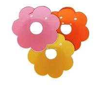 Cryfokt Premium Felt Cat Elizabethan Collar Cute Sunflower Shape Snap Button Closure Anti Licking Collar 3pcs Set for Post Surgery Orange, Pink, Yellow (S)