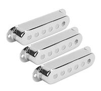 Cryfokt Professional Brass Single-Coil Pickup Cover Trio for Upgrading ST SQ Electric Guitars 48mm/50mm/52mm (Silver)