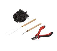 Cryfokt Professional Hair Styling Pliers Pulling Loop Silicone Rings Set Pillar Hook Loop Threader for All Types of Hair Extensions 4 Pcs Kit (4# 1000pcs Silicone Rings)