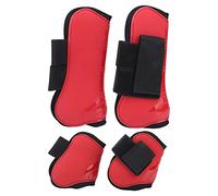 Cryfokt PU Shell Horse Tendon Boots Thick Protection Leg Guards for Equestrian Use 2 X Red Boots (A set of four large)