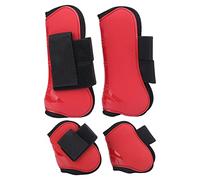 Cryfokt PU Shell Horse Tendon Boots Thick Protection Leg Guards for Equestrian Use 2 X Red Boots (A set of four medium-sized)