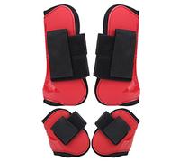 Cryfokt PU Shell Horse Tendon Boots Thick Protection Leg Guards for Equestrian Use 2 X Red Boots (A set of four XL sizes)