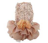 Cryfokt Puppy Dress Soft Polyester Wedding Costume for Small Dogs Exquisite Sequined Design with Gauze Hemline Perfect for Gatherings XS to XL (XL)