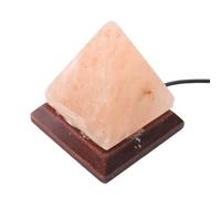 Cryfokt Pyramid Crystal Salt Rock Lamp USB Powered RGB Color Changing Hand Carved Light for Home Decoration Gift Office, Birch Wood