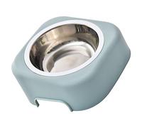 Cryfokt Raised Pet Bowl with 8 Degree Tilt Design for Reduced Cervical Pressure, Detachable Elevated Food Dish for Cats and Dogs, Stainless Steel, Easy to Clean (Blue)