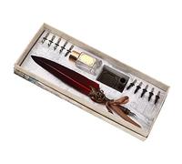Cryfokt Retro Feather Pen Writing Set with Complete Accessories for Creative Writing, Ideal for Couples Elders Teachers (Burgundy)