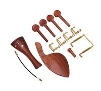 Cryfokt Rosewood 4/4 Violin Accessories Glossy Surface Tailpiece Chinrest Tuning Pegs Tail Post Set Compact Size Wood Color