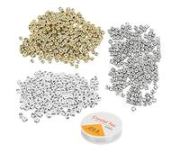 Cryfokt Russian Alphabet Beads Easy Threading Letter Beads Craft for Bracelets Necklaces Key Chains Plastic Material White Gold Silver 600Pcs