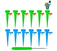 Cryfokt Self Watering Spikes, Adjustable Drip Speed 0 60s Per Drop Control Valve Drip Irrigation Spikes with Slow Release Watering System for Indoor Outdoor Garden Potted Plants (Assorted Color)