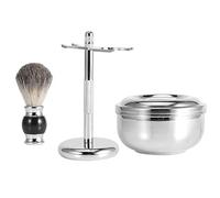 Cryfokt Shaving Kit for Men, 3-in-1 Complete Wet Shaving Set, Traditional Tools with Stainless Steel Stand and Alloy Bowl with Lid for Men