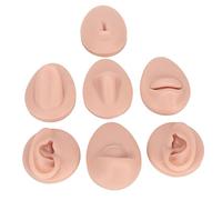 Cryfokt Silicone Piercing Practice Model, Soft Simulation Body Pierce Tool Kit, Flexible Body Part Display Set with Ear Eye Nose Mouth Tongue, 7PC Reused Parts for Novice Teach