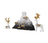 Cryfokt Sitting Standing Deer Statues, Elegant Classical Design Reindeer Figurines, Mountain Rockery Sculpture with Crystal Ball for Home Office Living Room TV Cabinet Decor (Type 1)