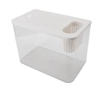 Cryfokt Small Ecological Plastic Desktop Aquarium for Goldfish Shrimp Betta Fish Clear View Protective Lid Opportunity for Home Office Decor 12.4x7.1x8.9in (White)
