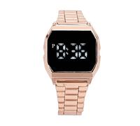 Cryfokt Smart Digital Sports LED Watch Stainless Steel Strap Touch Control for Students Night Light Function Tetragonum for Daily Use (Rose Gold)