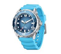 Cryfokt Solar Powered Quartz Dive Watch, 300M Water Proof with Luminous Strap for Men Women, Night Glow, Stainless Steel, Outdoor Activities (Blue)
