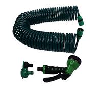 Cryfokt Spiral Garden Water Hose, 15M EVA Telescopic Spring Tube, 7 Modes, for Watering Plants, Car Washing, Dogs, Material