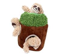 Cryfokt Squeaky Plush Hide-and-Seek Sloth Trunk Holes Toy Interactive Puzzle for Dogs, Durable Material, 7.4x5.9x3.1in, Suitable for Interactive Play