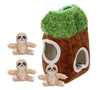 Cryfokt Squeaky Plush Puzzle Toy for Dogs, Interactive Hide-and-S og Toy, Brain-Training Activity for Your Pet, Durable Plush Material, Size 19x15x8cm, Includes 3 Sloths