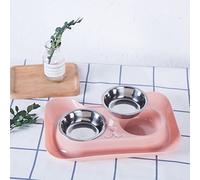 Cryfokt Stainless Steel Cute Shape Double Dog Bowl for Pet Dog Bowls Proof Easy Clean for Cats, Splash Proof for Happy Mealtime and Hygienic Room 12.6in (Pink)