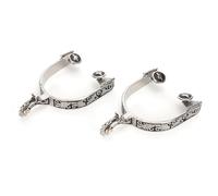 Cryfokt Stainless Steel Horse Boot Spurs Exquisite Pattern Gear Decoration for Equestrian Competition, Western Style for Training and Entertainment, 2PCS Horse Spurs for Riders and Cowboys