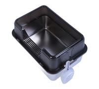 Cryfokt Stainless Steel Open Top Cat Litter Box High Fence Design for Easy Maintainance 20L Kitty Litter Tray for Indoor Cats (Black)